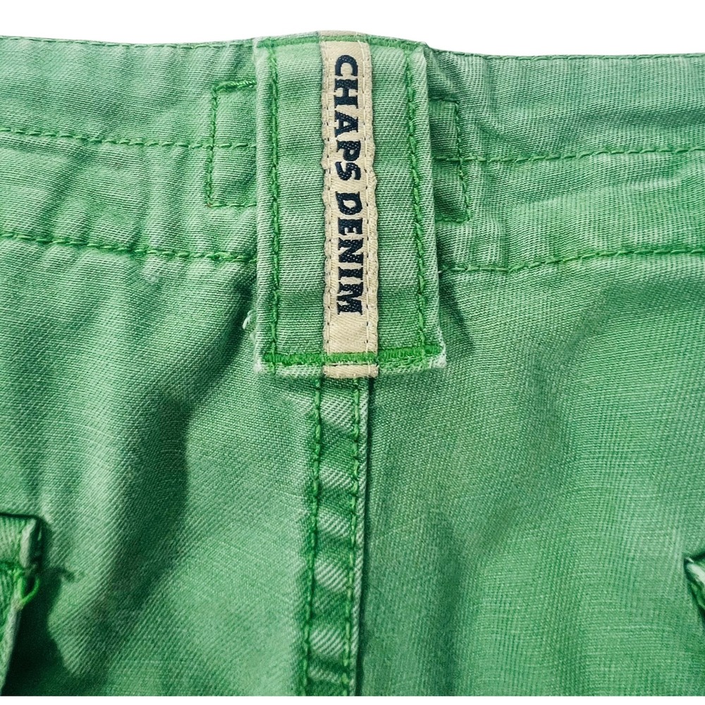 Vtg Chaps Green Denim Baggy Cargo Shorts Loose Long Sz 36 Mens Y2K Skater‎ 90s - Picture 6 of 8